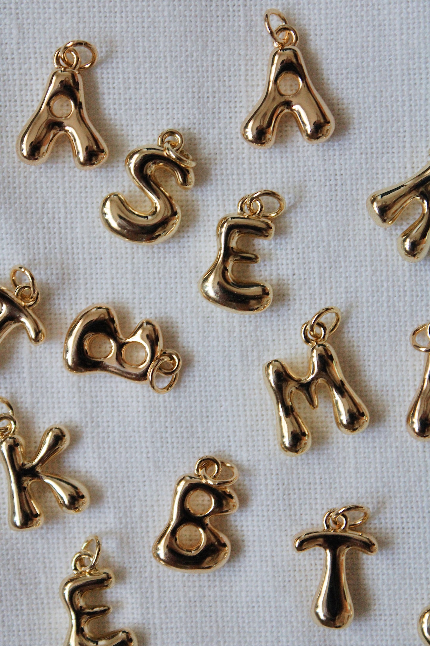 Gold Bubble Initial Necklace